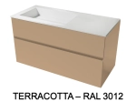 Meuble avec vasque Solid-Surface, finition bois ou couleurs, deux tiroirs à onglet, Largeur 100, 120 et 140 cm, P. 45 cm, Hauteur 56 cm, Stock disponible, LIVRAISON OFFERTE
